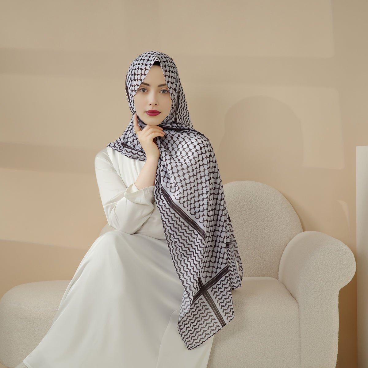 Chiffon Keffiyeh Hijab (MH045) - Mariam's Collection