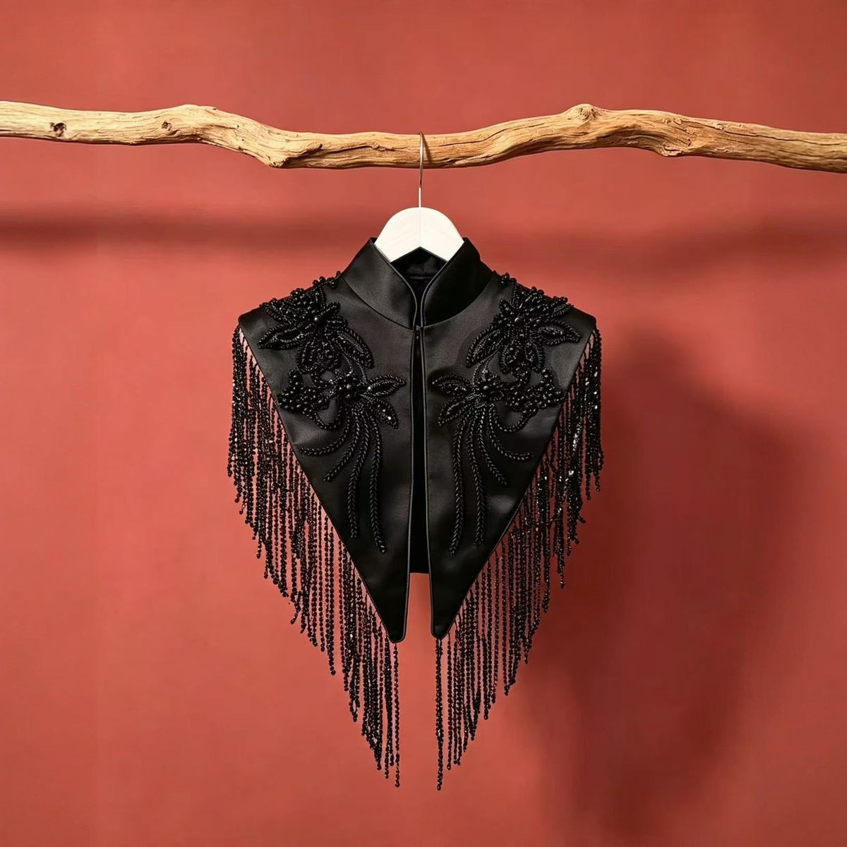 Chinese-Inspired Embroidered Yunjian Shoulder Cape | Beaded Fringe Collar(MAC500) - Mariam's Collection
