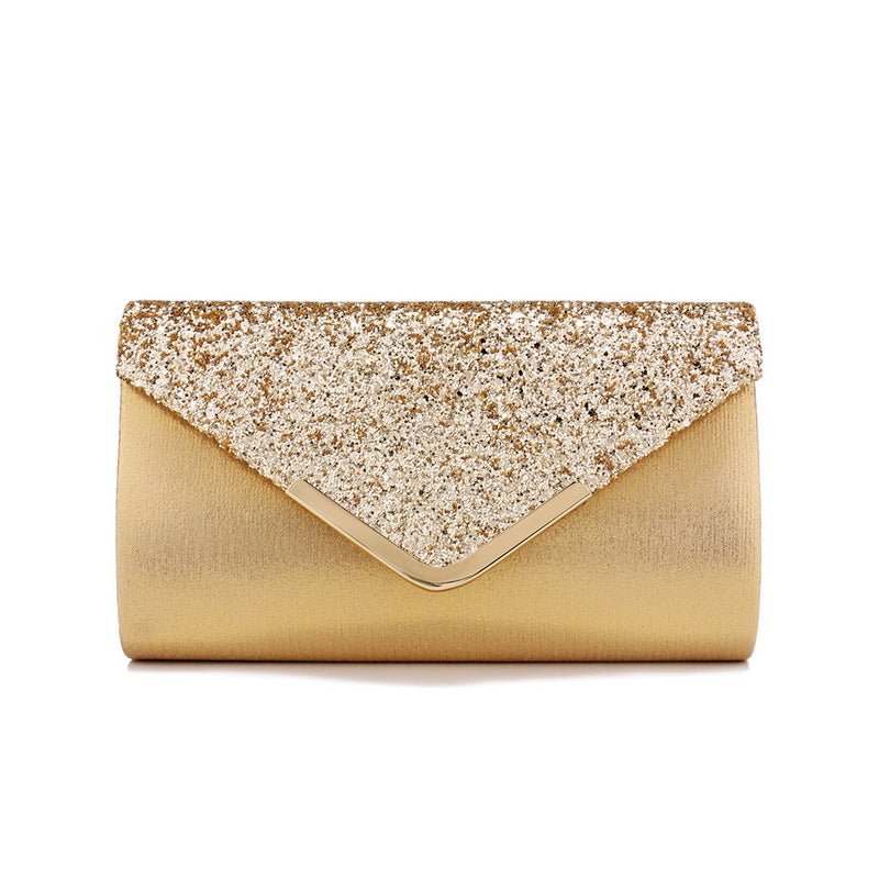 Interior polyester lining of sparkle evening clutch bag