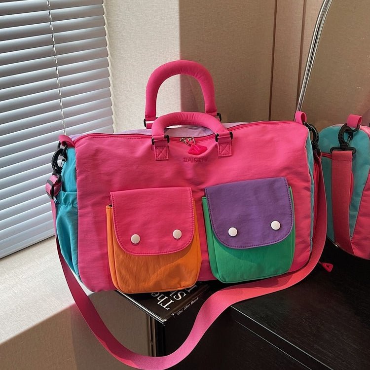 Colorblock Travel Duffel Bag – Lightweight Weekender Bag