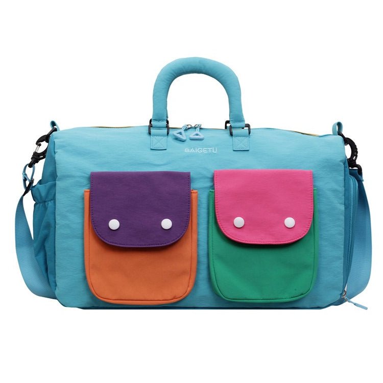 Open main compartment of lightweight duffel bag with soft lining