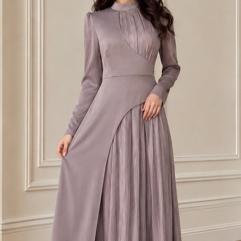 Colour-Block Pleated Maxi Dress(MS504) - Mariam's Collection