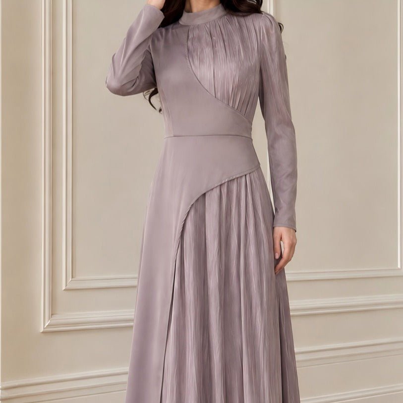 Colour-Block Pleated Maxi Dress(MS504) - Mariam's Collection