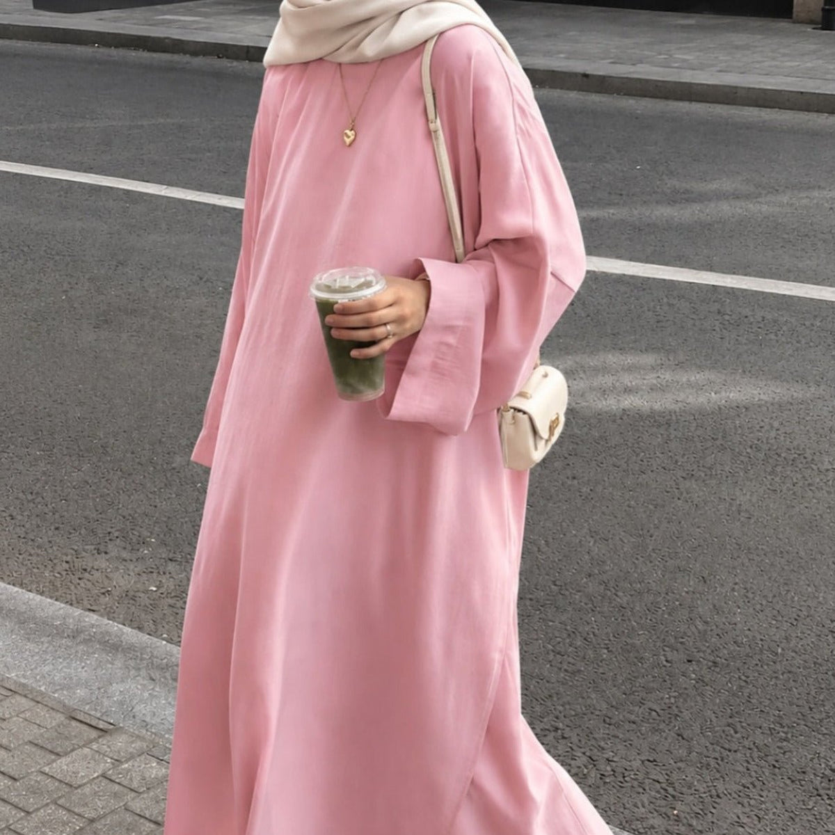 Comfortable Solid Color Abaya & Loose Pants Set | 2-Piece Casual Modest Abaya Outfit (MS136) - Mariam's Collection