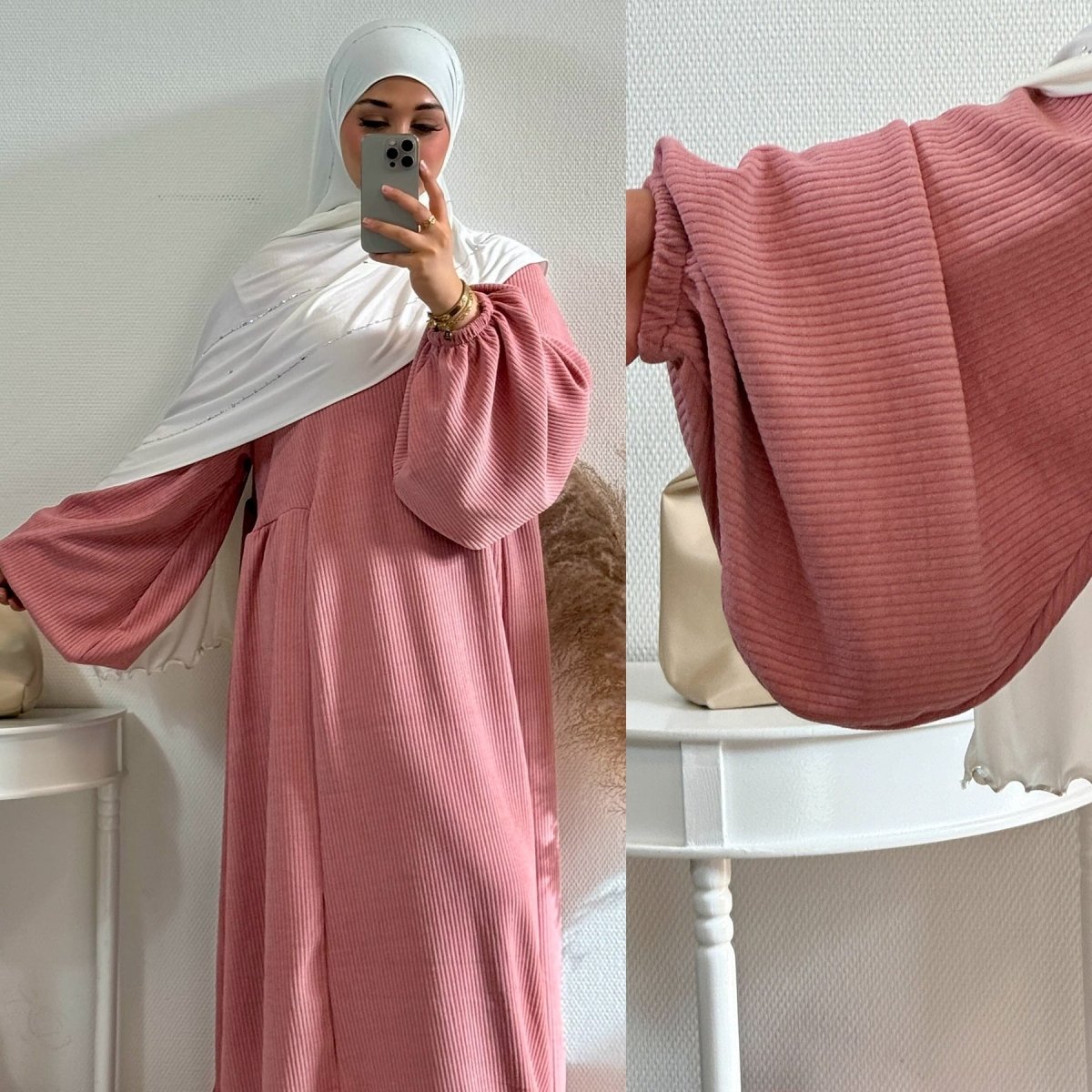 Corduroy Swing Loose Casual Abaya (MA117) - Mariam's Collection