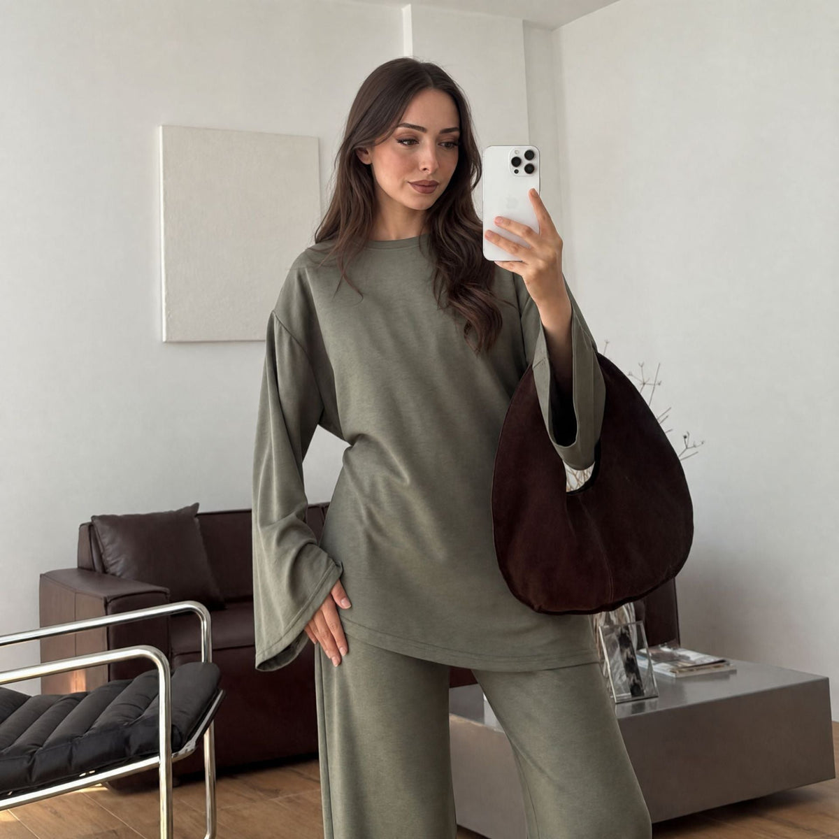 Cotton Belted Tunic & Wide-Leg Pants Set(MS570) - Mariam's Collection