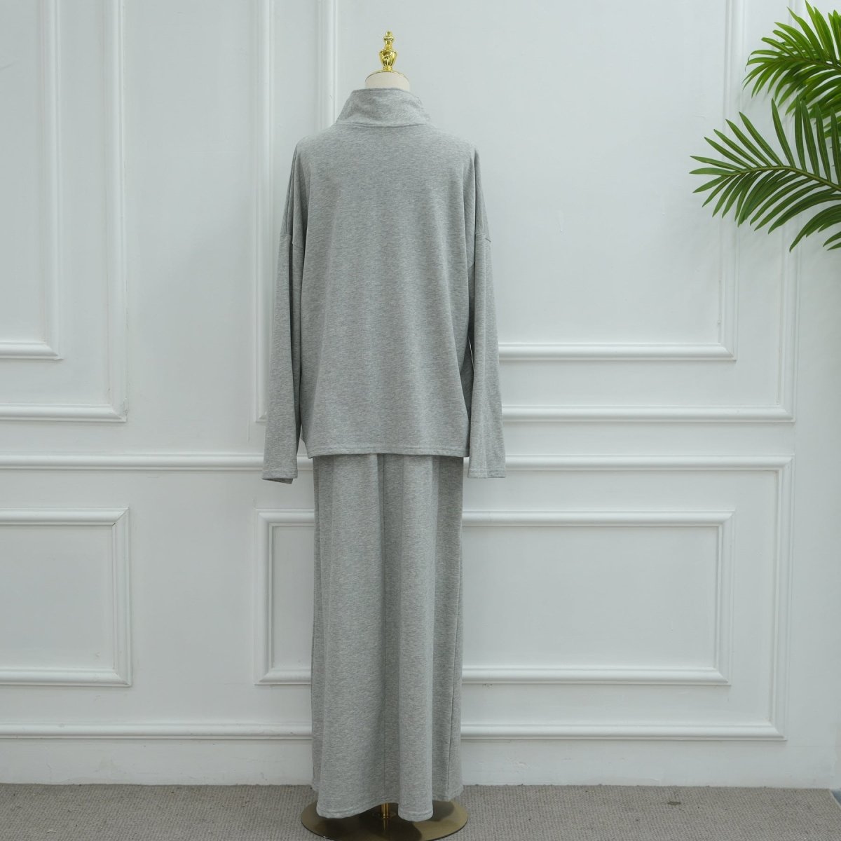 Cotton Half-Zip Top & Maxi Skirt Set(MS441) - Mariam's Collection