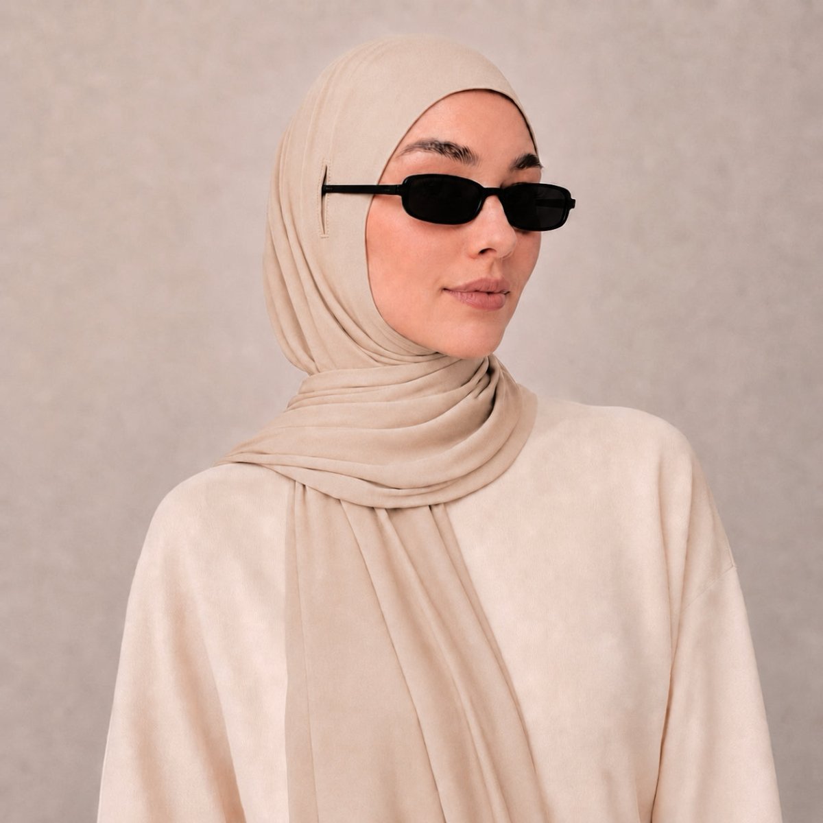 Cotton Modal Long Tail Hijab – Non-Slip, Breathable Instant Hijab (MH226) - Mariam's Collection