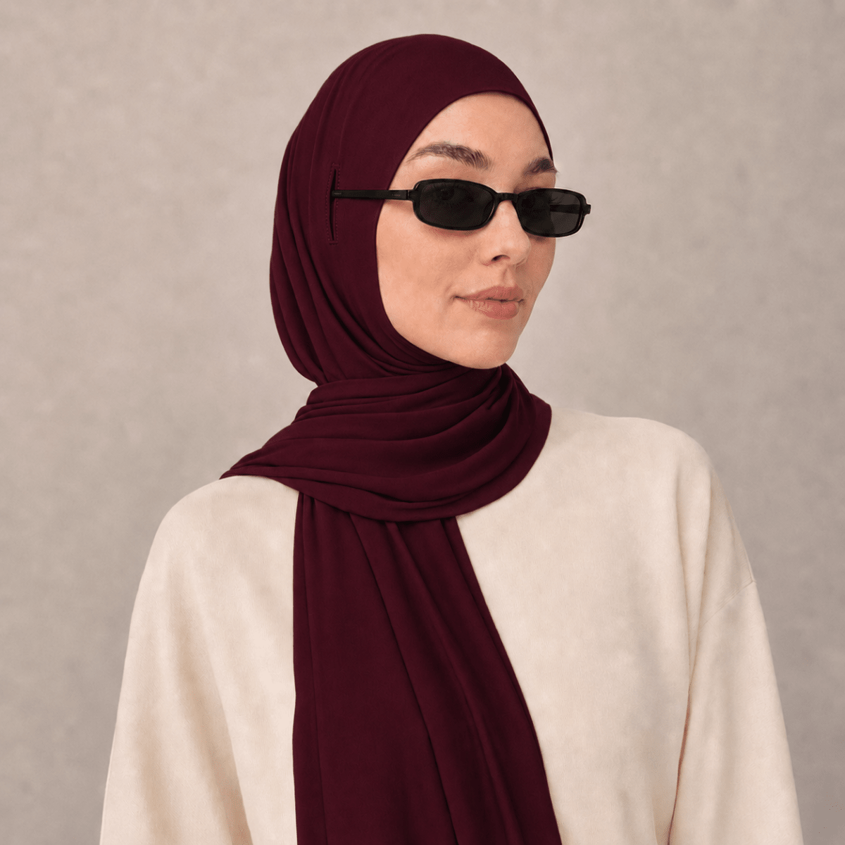 Cotton Modal Long Tail Hijab – Non-Slip, Breathable Instant Hijab (MH226) - Mariam's Collection
