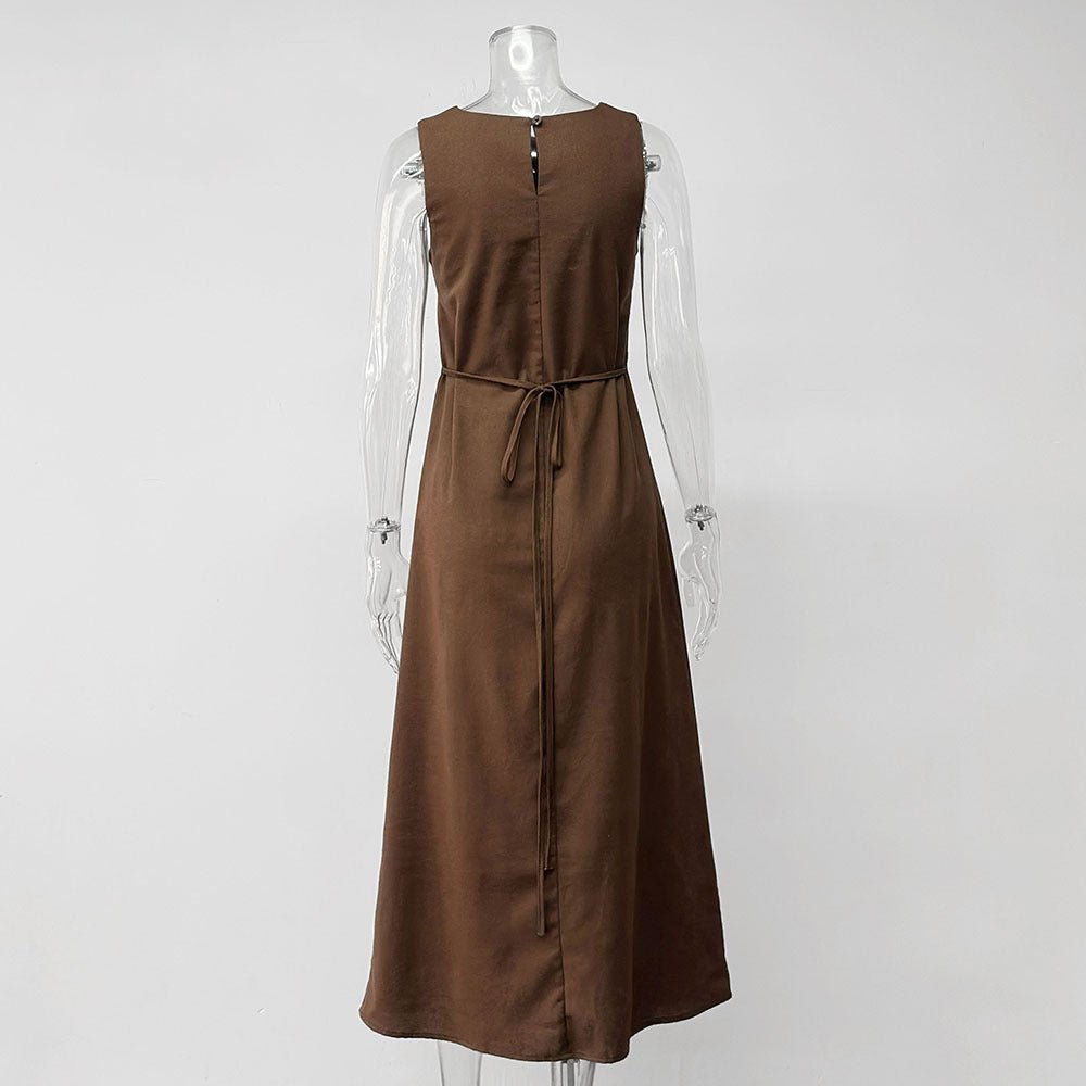 Cotton Sleeveless Midi Dress(MS500) - Mariam's Collection