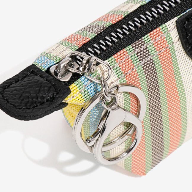 Cream Style Striped Mini Coin Purse & Keychain Pouch（MAC436） - Mariam's Collection