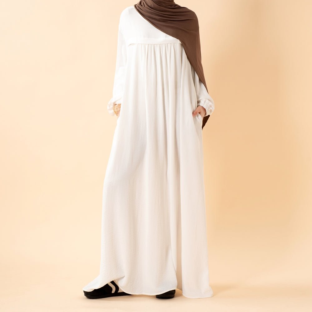 Crepe Abaya with Secure Pockets for Umrah (MA386) - Mariam's Collection