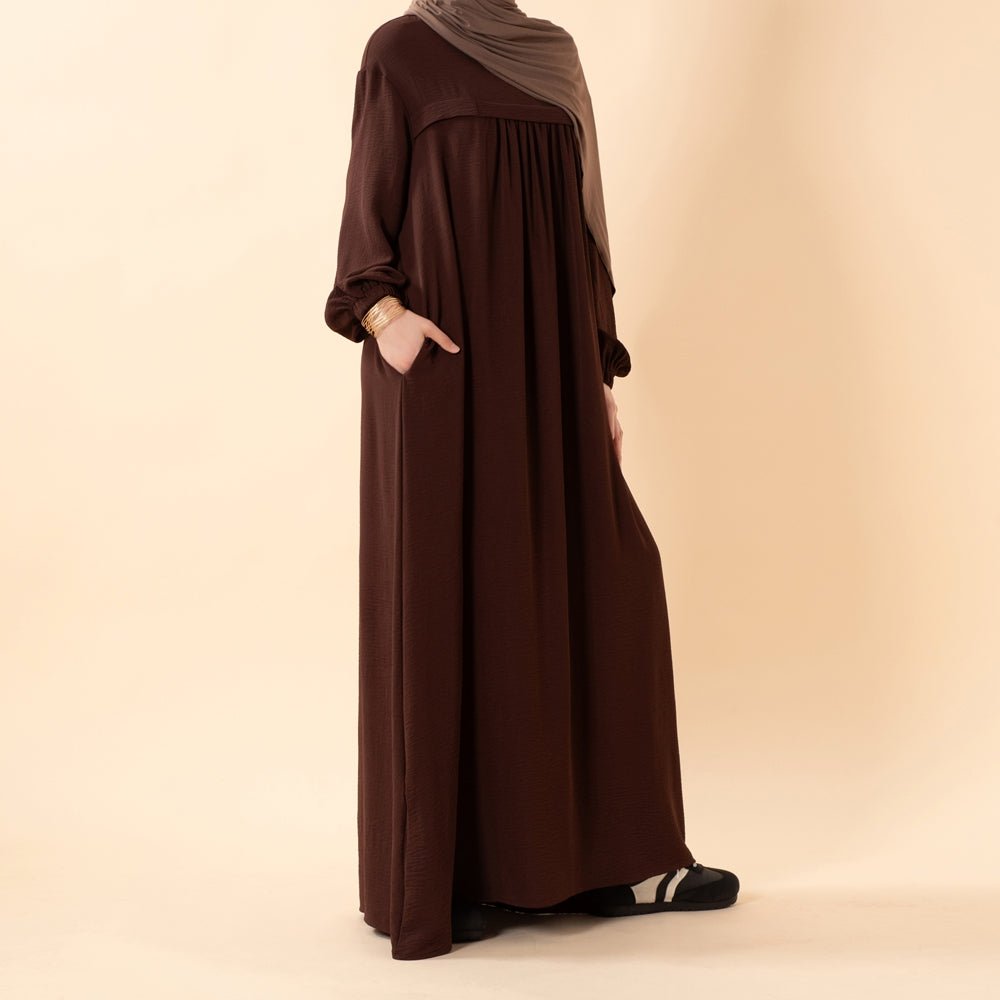 Crepe Abaya with Secure Pockets for Umrah (MA386) - Mariam's Collection