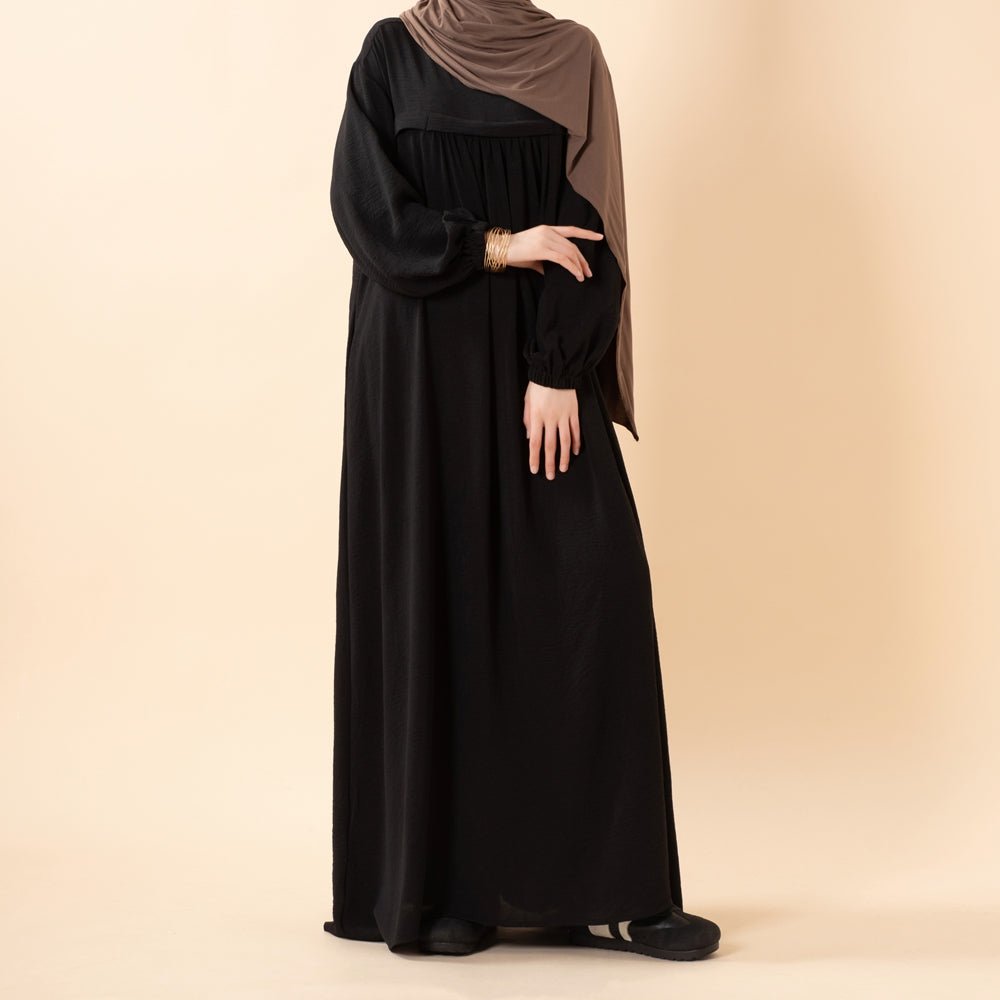 Crepe Abaya with Secure Pockets for Umrah (MA386) - Mariam's Collection