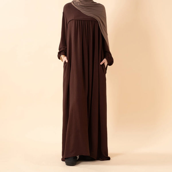 Crepe Abaya with Secure Pockets for Umrah (MA386) - Mariam's Collection