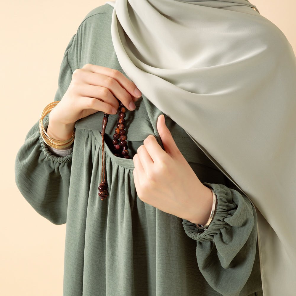 Crepe Abaya with Secure Pockets for Umrah (MA386) - Mariam's Collection