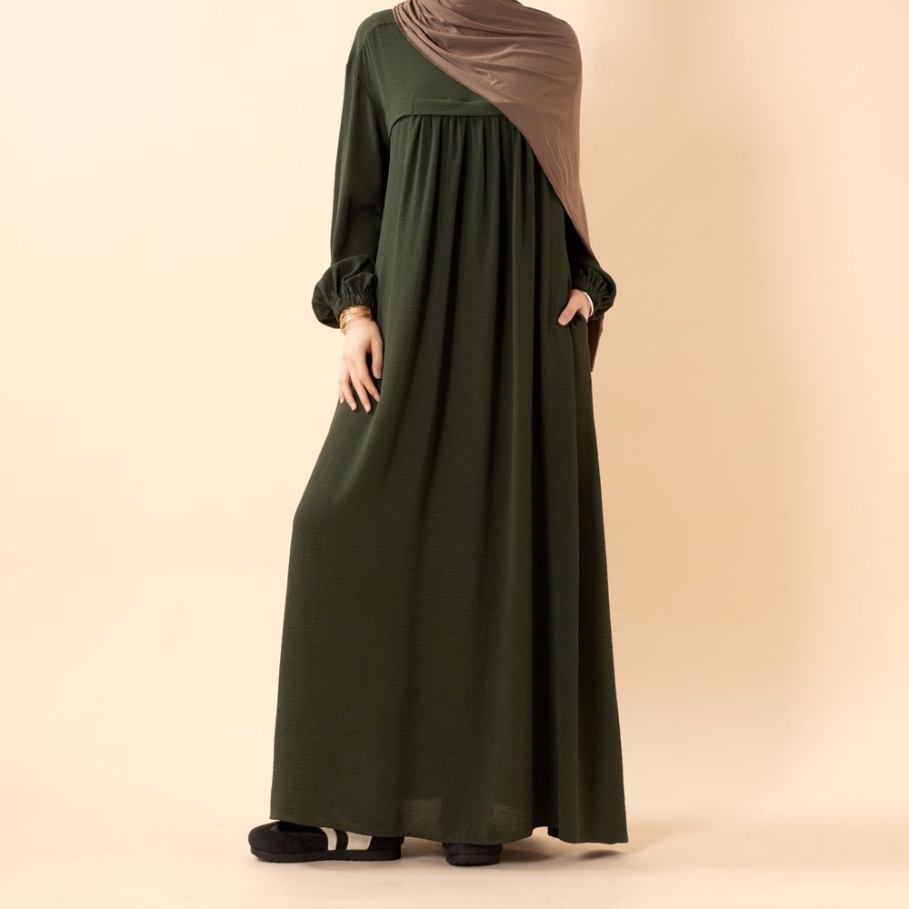 Crepe Abaya with Secure Pockets for Umrah (MA386) - Mariam's Collection