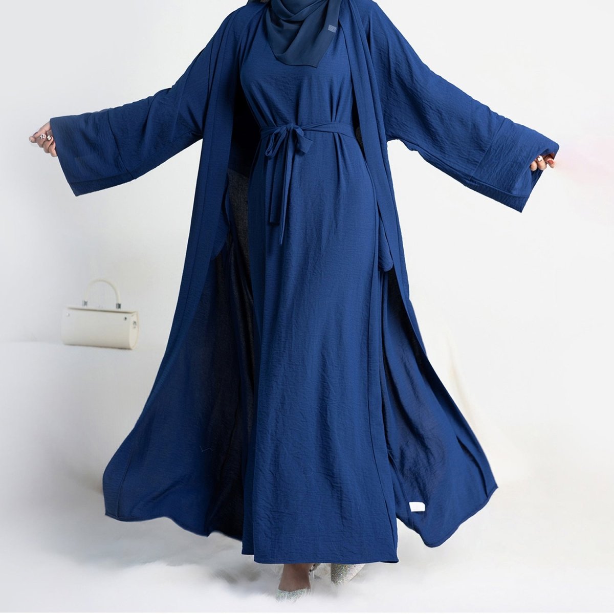 Crepe Pocket Open Abaya 3 - Piece Set (MA002) - Mariam's Collection