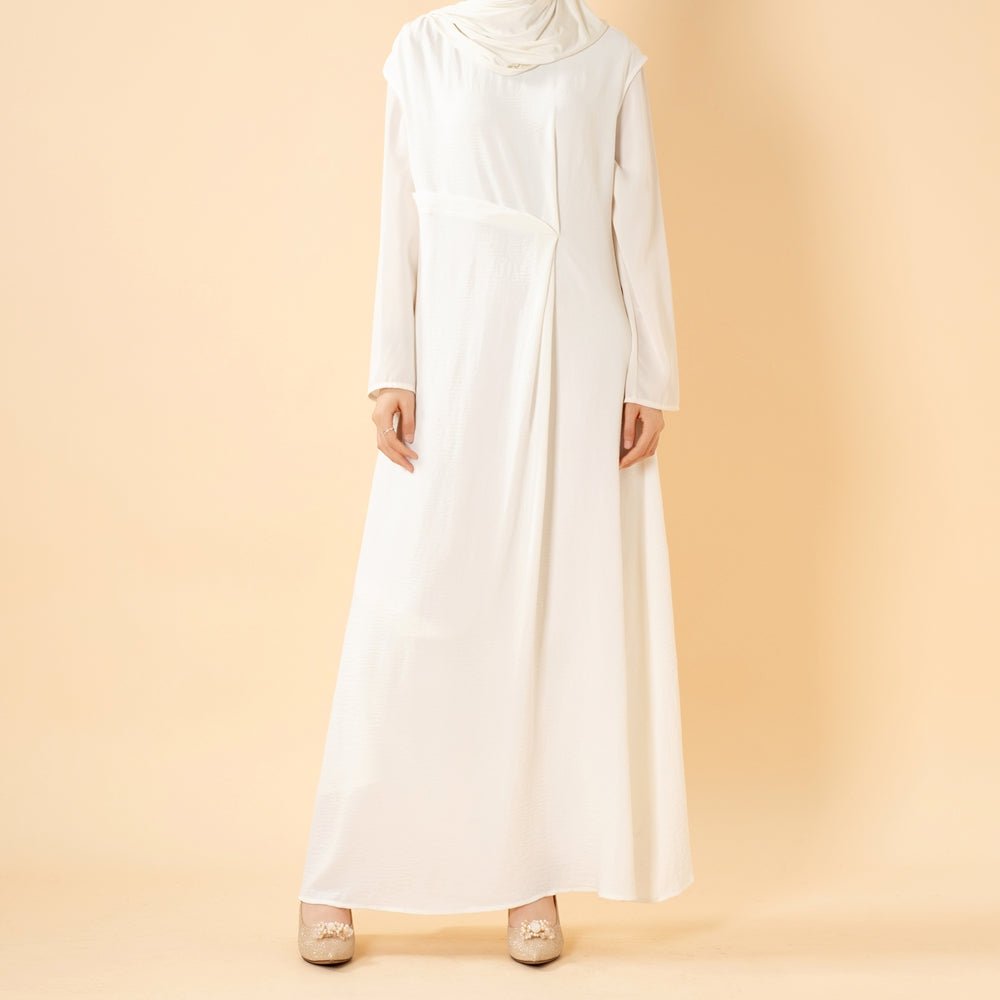 Crepe Sleeveless Maxi Dress with Waist Pleat & Back Zip(MS436) - Mariam's Collection