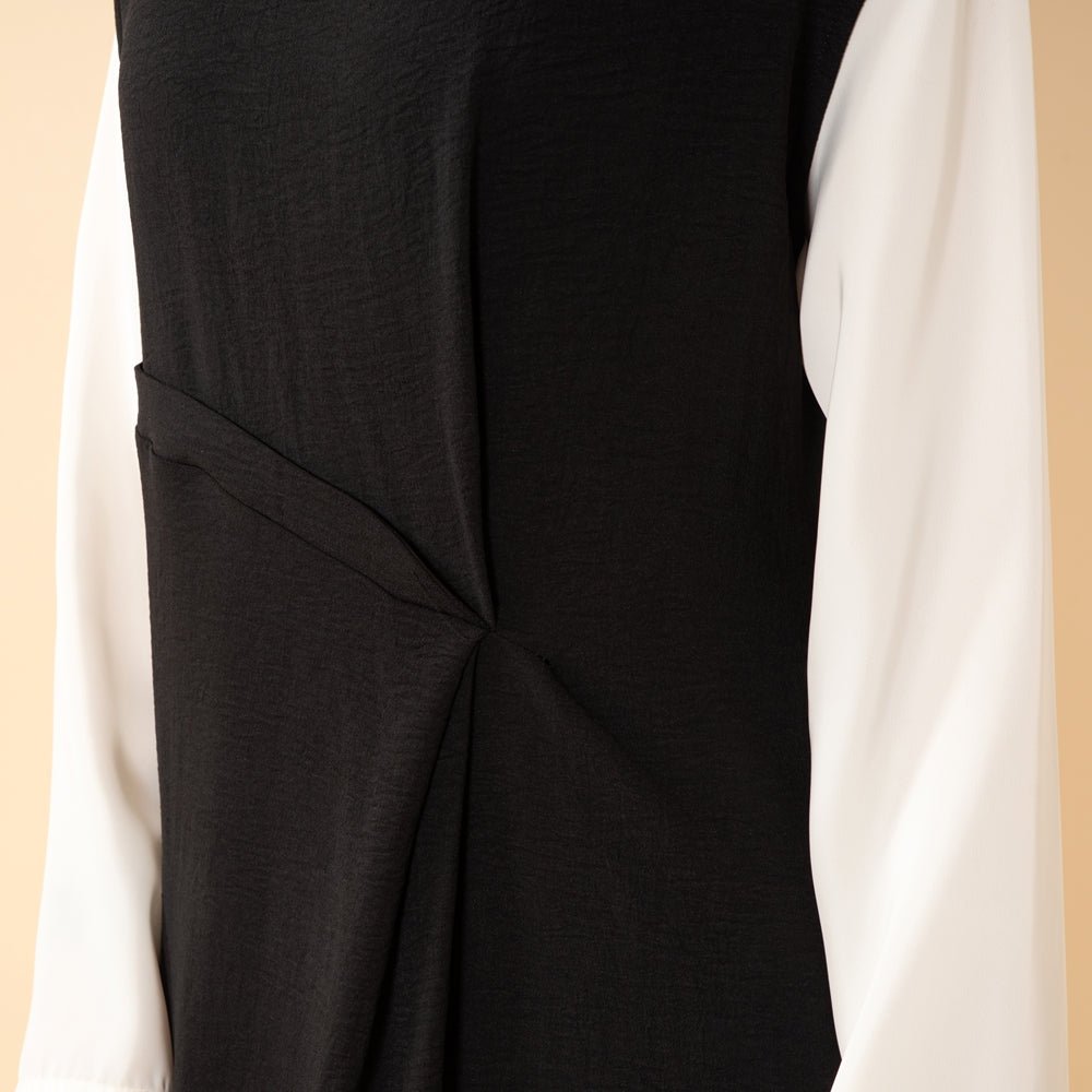 Crepe Sleeveless Maxi Dress with Waist Pleat & Back Zip(MS436) - Mariam's Collection