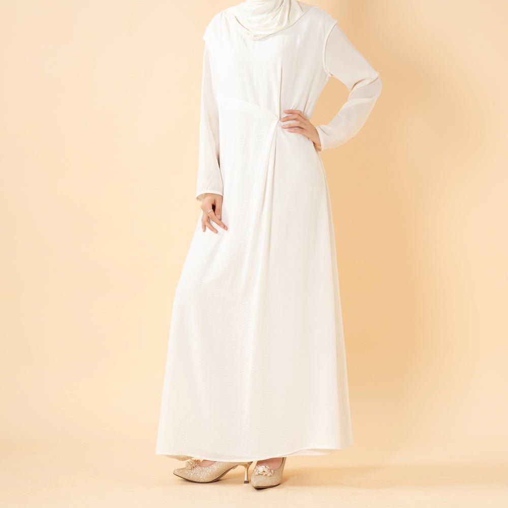 Crepe Sleeveless Maxi Dress with Waist Pleat & Back Zip(MS436) - Mariam's Collection