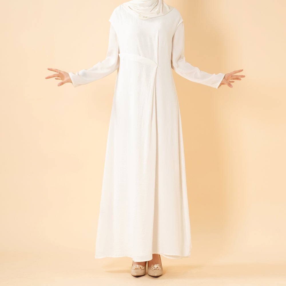 Crepe Sleeveless Maxi Dress with Waist Pleat & Back Zip(MS436) - Mariam's Collection