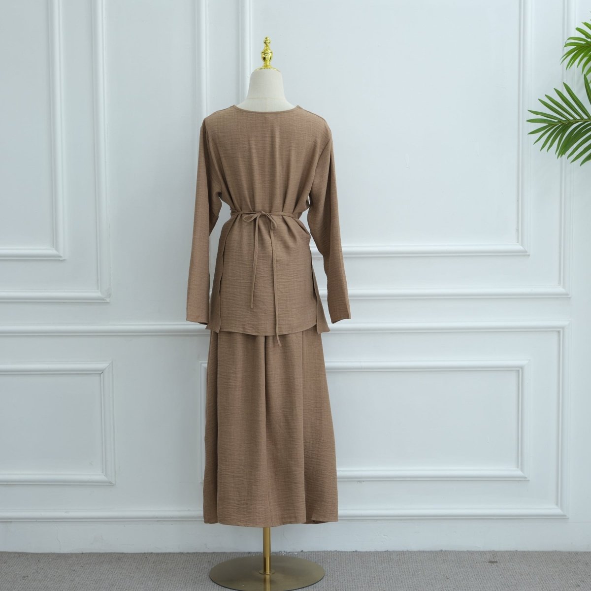 Cross-Wrap Waist Top & A-Line Maxi Skirt Set(MS475) - Mariam's Collection