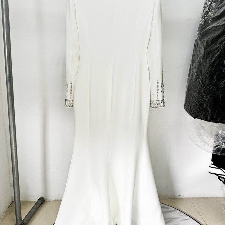 Crystal Embellished Blazer Evening Gown(MS300) - Mariam's Collection
