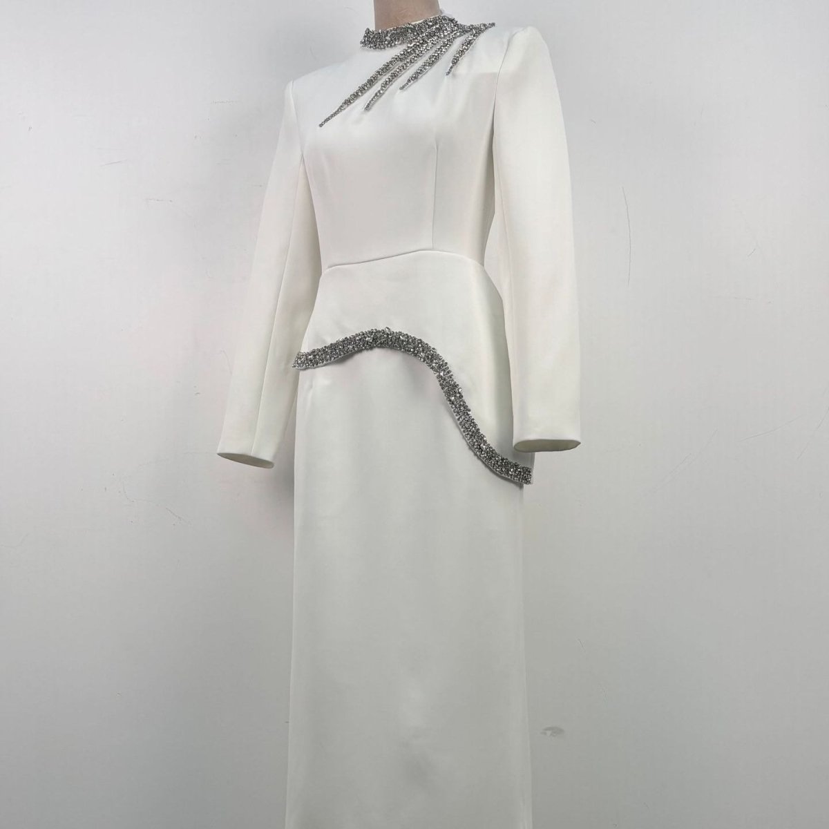 Crystal Embellished Evening Gown(MS313) - Mariam's Collection