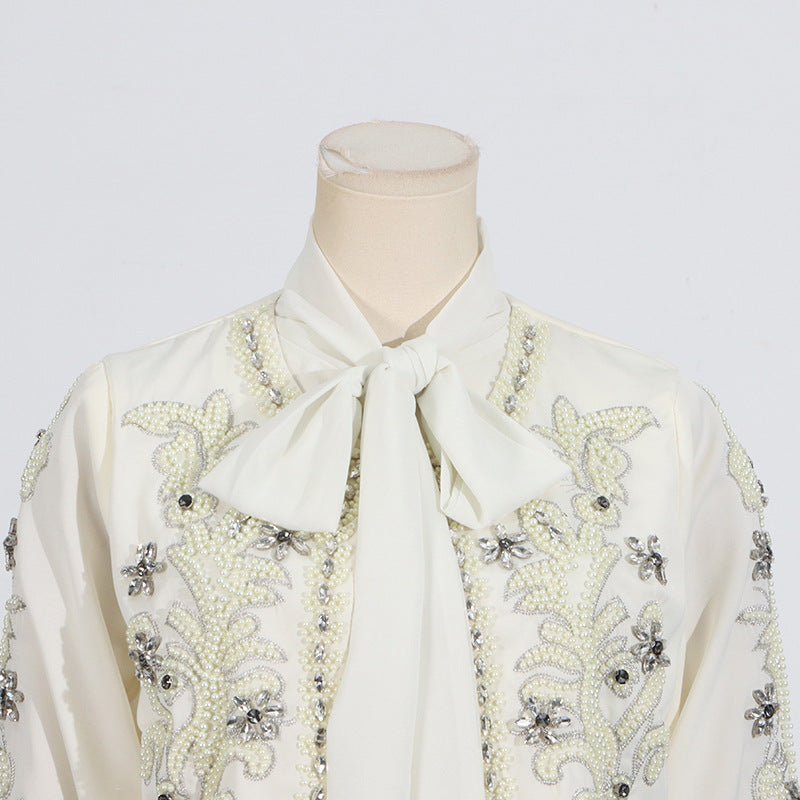 Crystal Embellished Jacket & Pleated Skirt Set(MS305) - Mariam's Collection