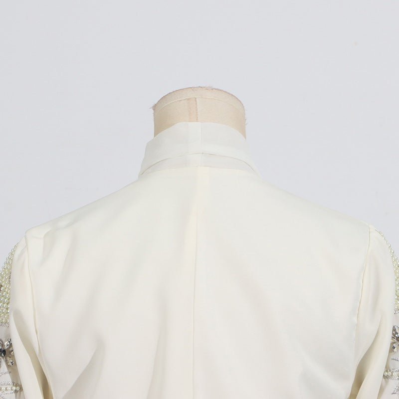 Crystal Embellished Jacket & Pleated Skirt Set(MS305) - Mariam's Collection