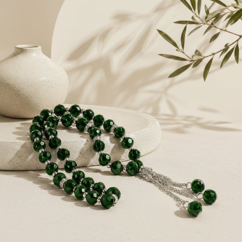 Crystal Glass Muslim Prayer Tasbeeh, 33pcs beads (MR039) - Mariam's Collection