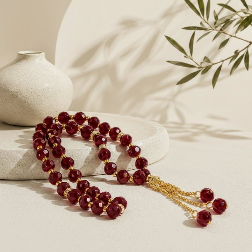 Crystal Glass Muslim Prayer Tasbeeh, 33pcs beads (MR039) - Mariam's Collection