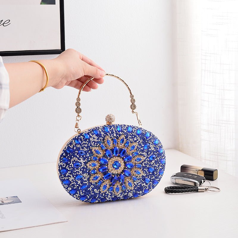 Crystal Sunflower Evening Clutch | Rhinestone Party Bag with Chain Handle(MAC356) - Mariam's Collection
