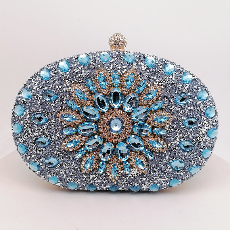 Crystal Sunflower Evening Clutch | Rhinestone Party Bag with Chain Handle(MAC356) - Mariam's Collection
