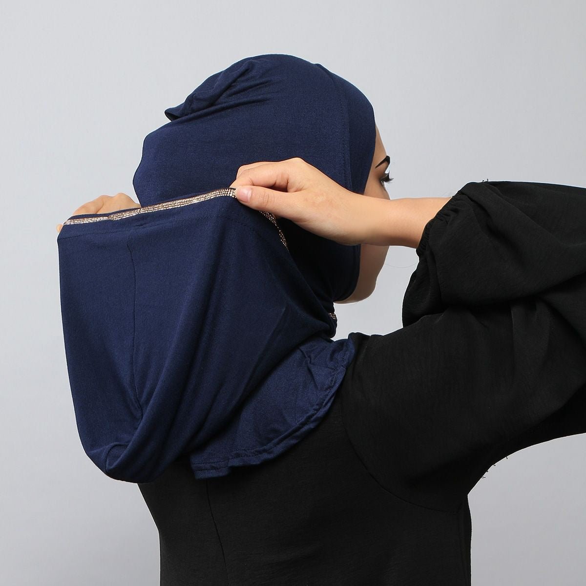 Crystal Instant Hijab Cap – Rhinestone Slip-On Hijab
