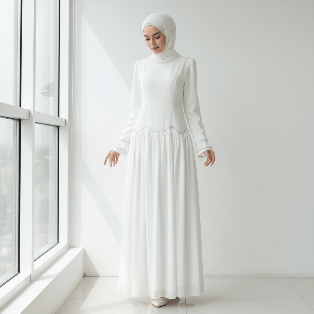 Crystal Waist Chain Dress with Ruffle Cuffs(MS306) - Mariam's Collection