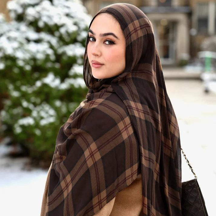 Plaid & Houndstooth Hijab Scarf(MH213)