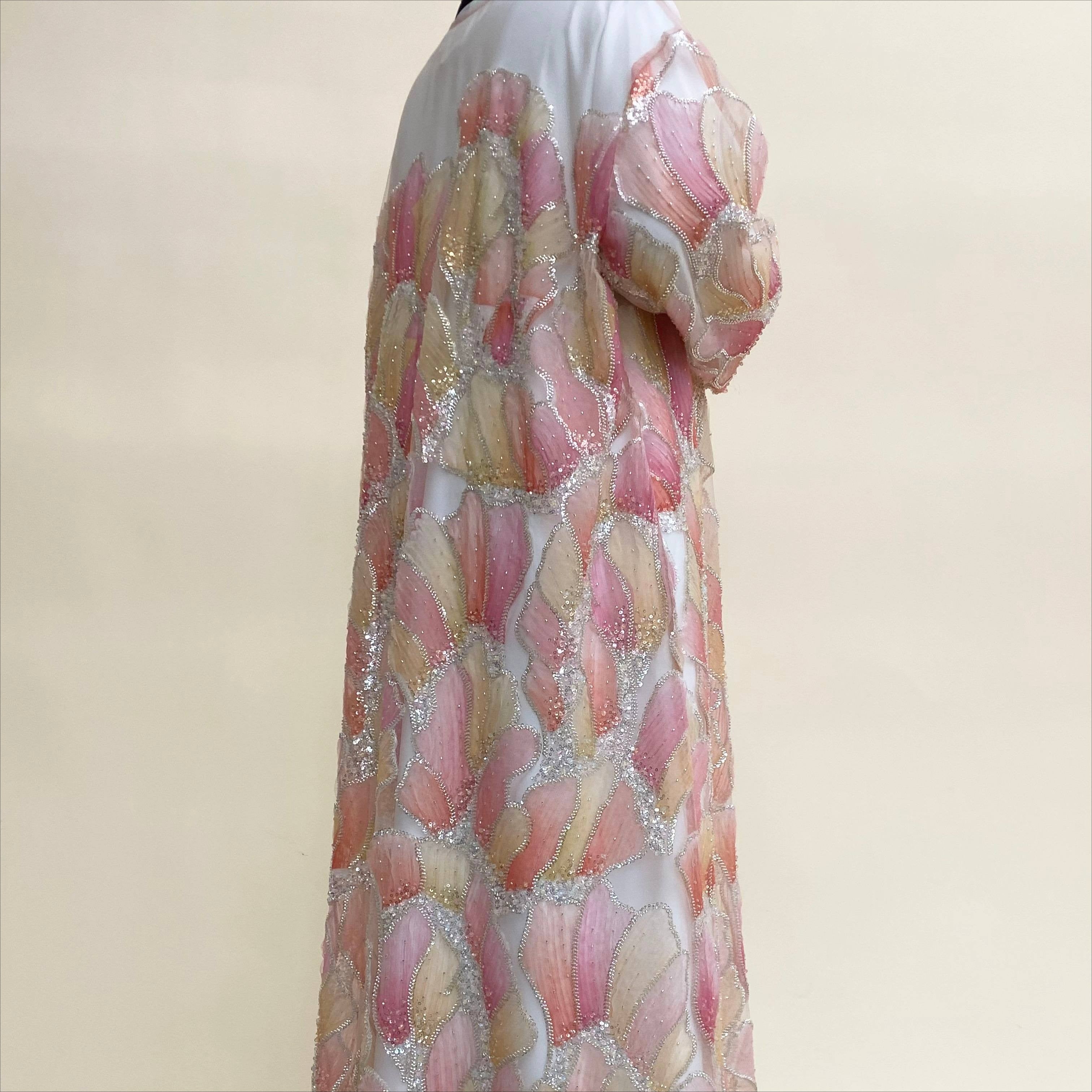 Luxury Hand-Embroidered Open Abaya Cardigan(MOA295)