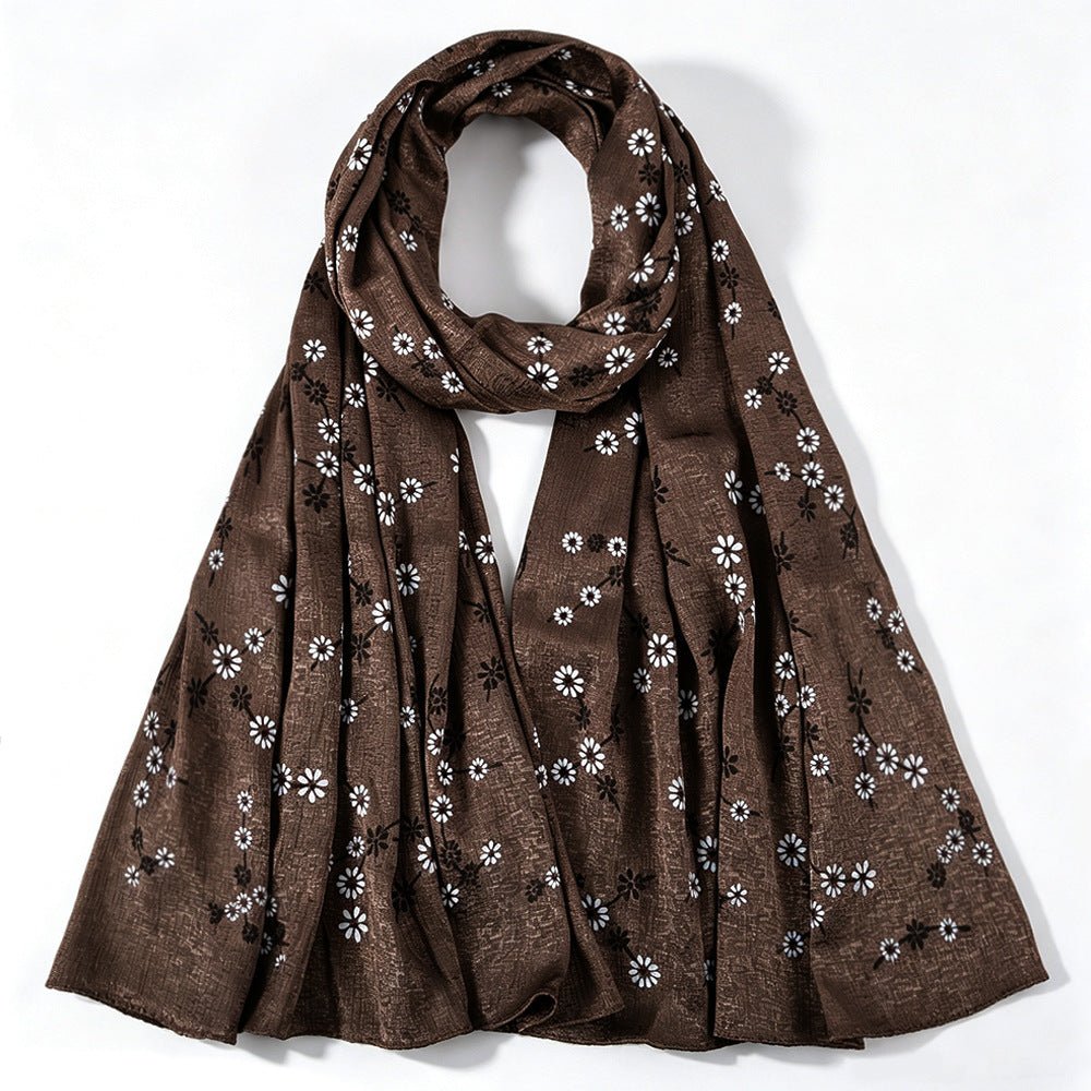Daisy Floral Print Shimmer Hijab Scarf(MH245) - Mariam's Collection
