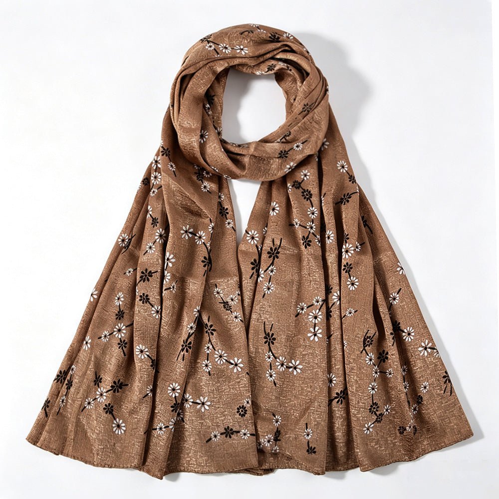 Daisy Floral Print Shimmer Hijab Scarf(MH245) - Mariam's Collection