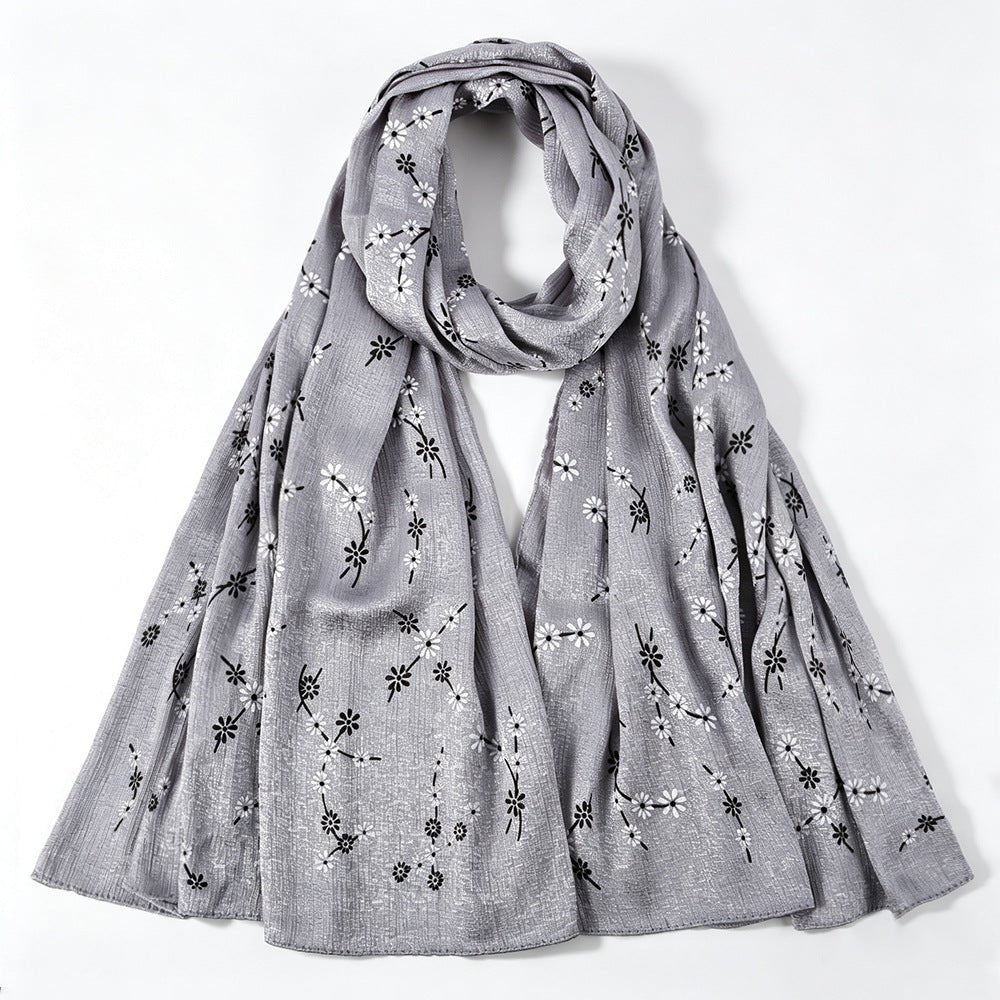 Daisy Floral Print Shimmer Hijab Scarf(MH245) - Mariam's Collection