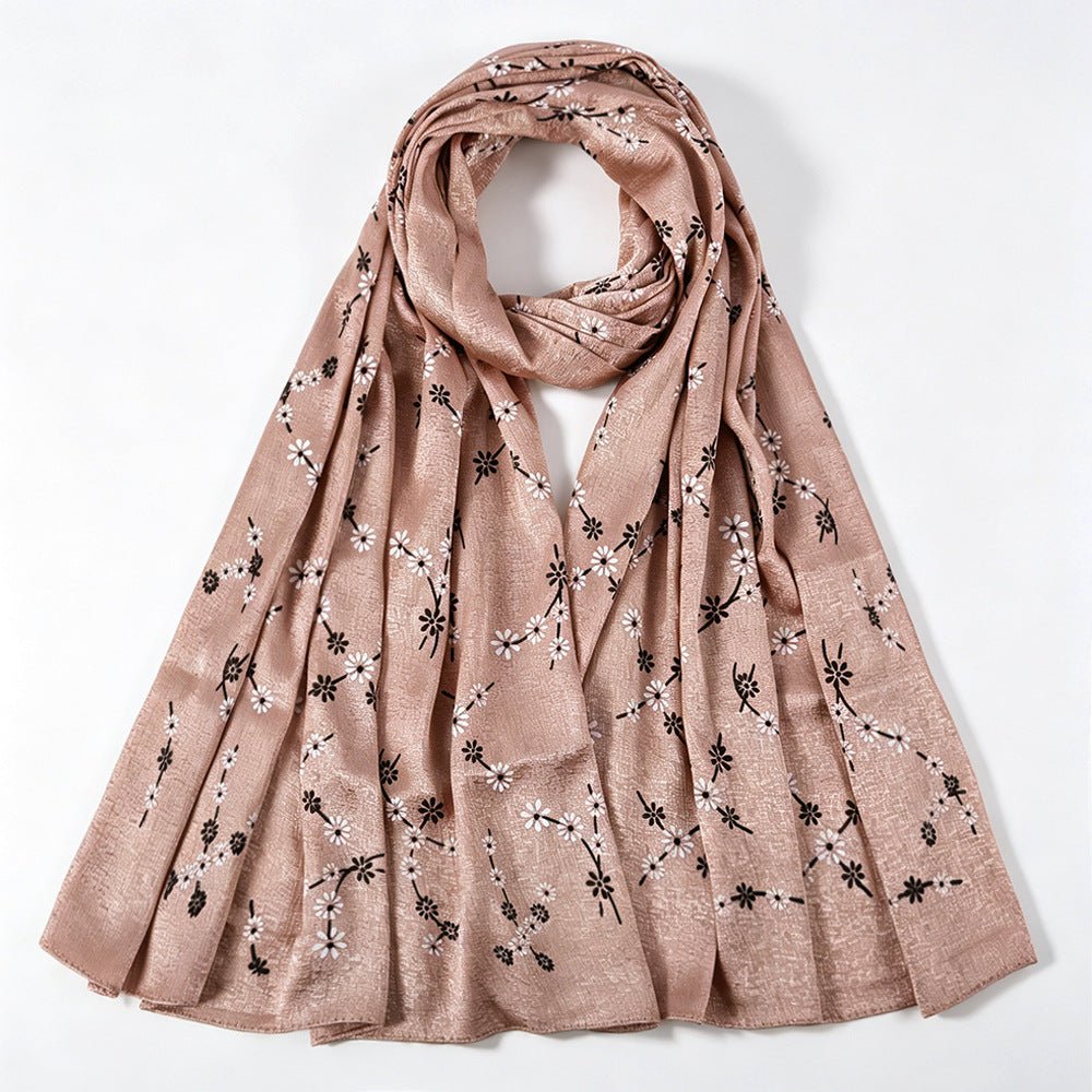 Daisy Floral Print Shimmer Hijab Scarf(MH245) - Mariam's Collection
