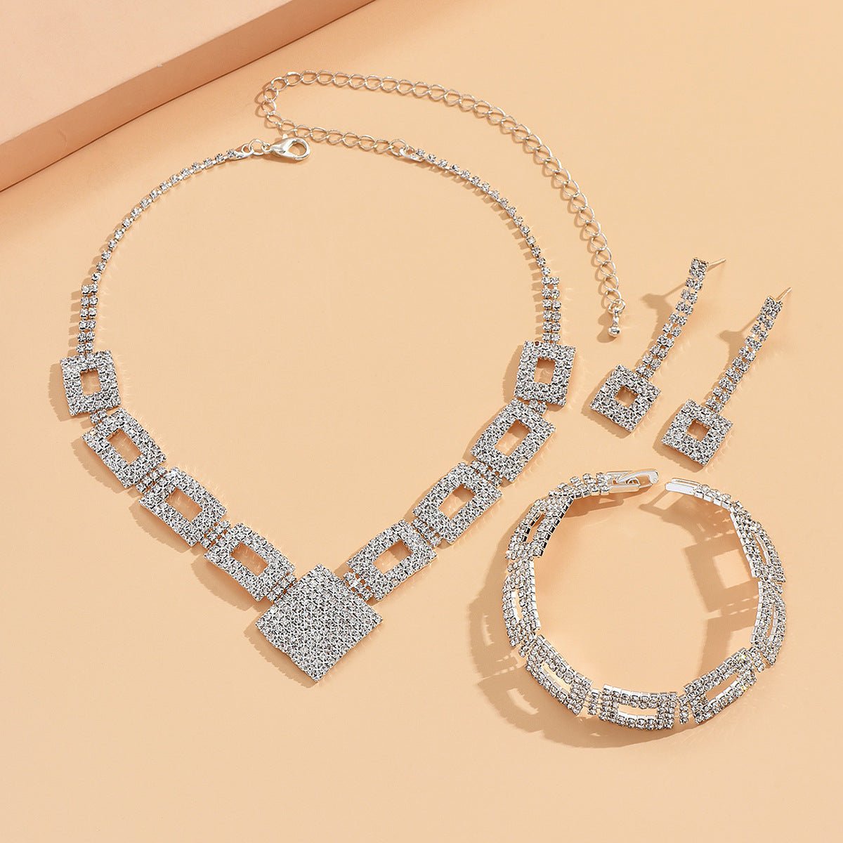 Dazzling 3 - Piece Full Rhinestones Jewelry Set (MAC317) - Mariam's Collection
