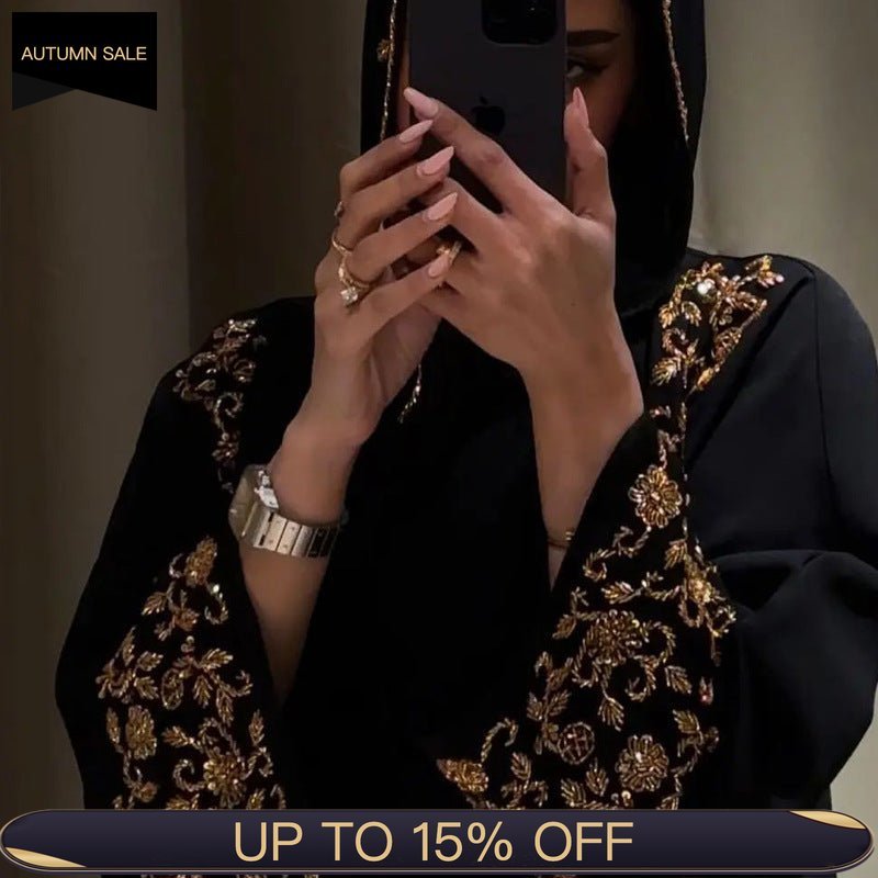 Diamond Elegance Abaya | Luxury Muslim Black Banquet Dress Evening Wear (MOA184) - Mariam's Collection