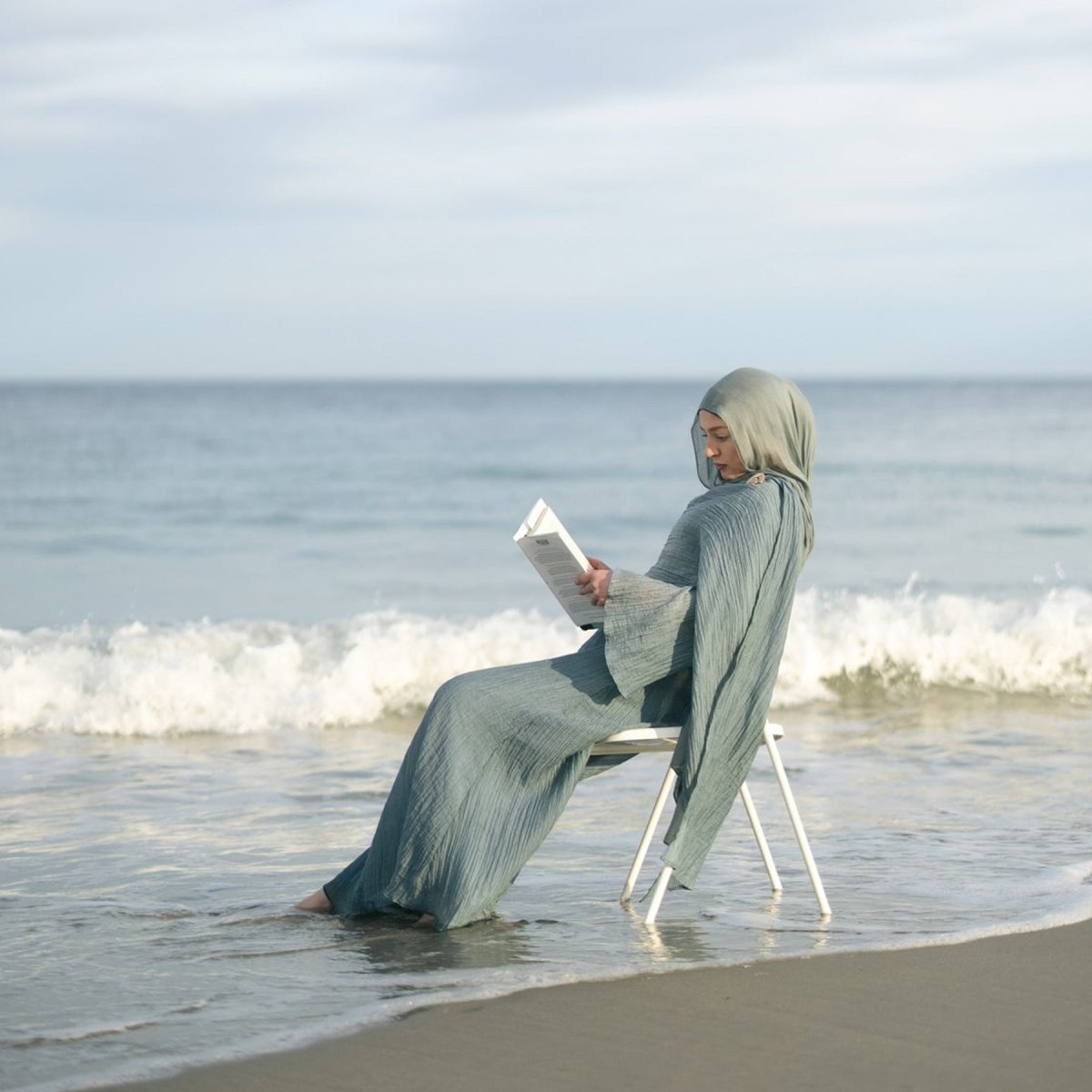 Double - Layer Abaya with Attached Cape | Textured Maxi Dress with Decorative Brooch(MA334) - Mariam's Collection