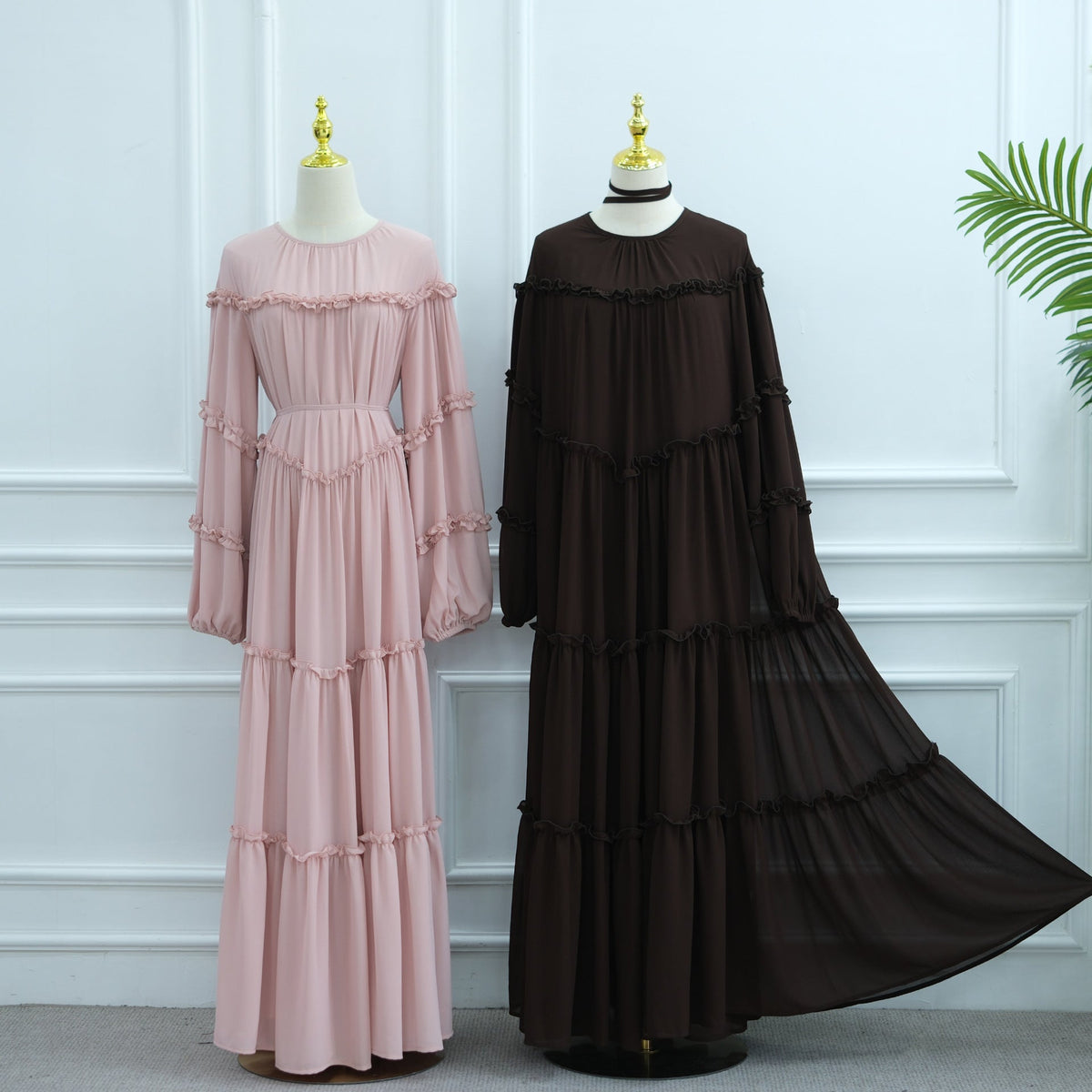 Detail shot of gathered elasticated cuffs on full-length sleeves