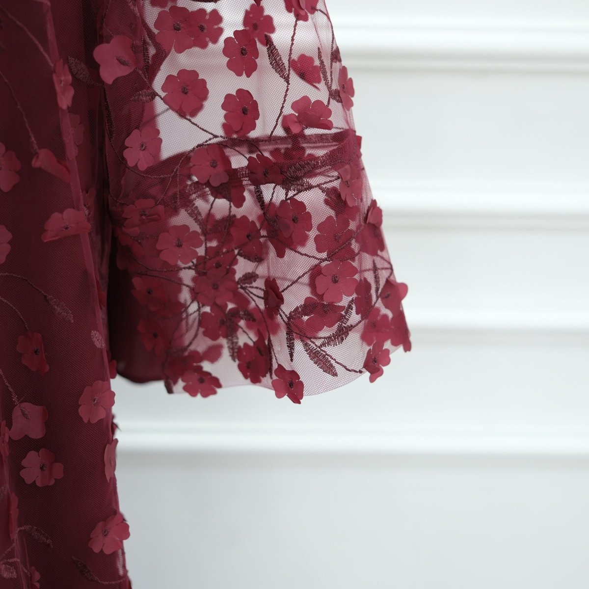 Dreamy 3D Flower Mesh Open Abaya Set(MOA313) - Mariam's Collection