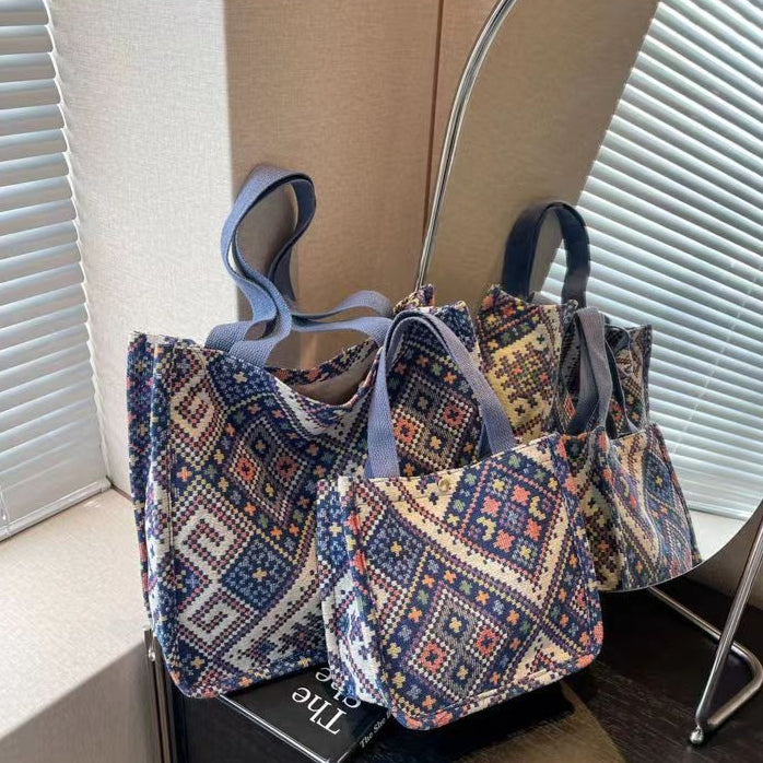Boho Chic Canvas Tote - Spacious Convertible Bag for Campus & Commute (MAC261)