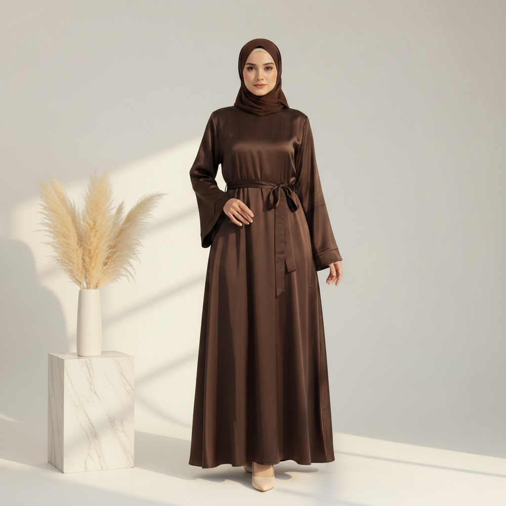 Archive Piece Satin Maxi Abaya with Belt - MP0 (Size S Only)
